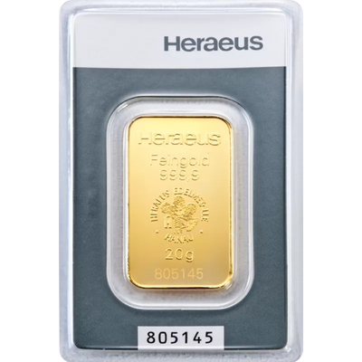 Heraeus 999,9 Feingold 20gramm 